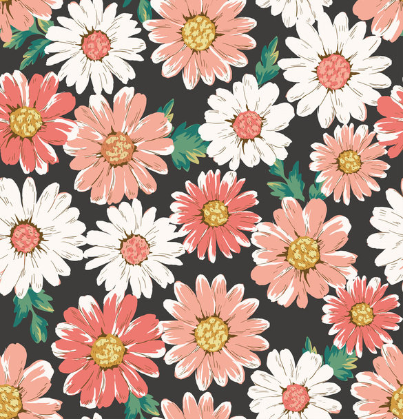 Άνευ ραφής λουλούδι, Μαργαρίτα μοτίβο εκτύπωσης φόντο - Διάνυσμα, εικόνα