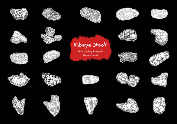 Set of slices steaks vector illustration. - Vector, Image