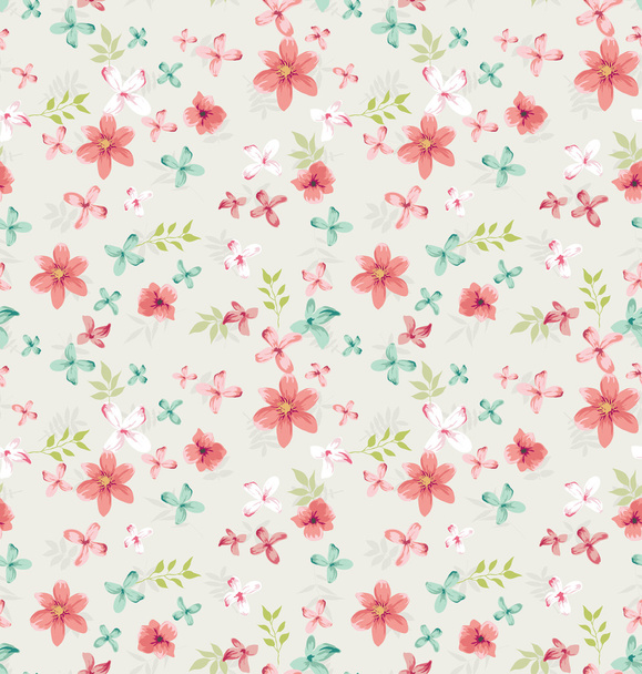 シームレスなビンテージの小さな花のベクトル パターン - ベクター画像