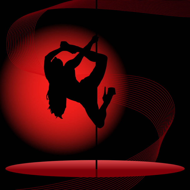 красивый силуэт молодых женщин, танцующих стриптиз сексуальный танец шеста - Вектор,изображение