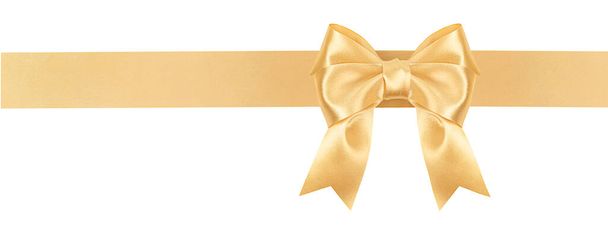 fita de arco e cetim cor dourada no fundo isolado branco - Foto, Imagem