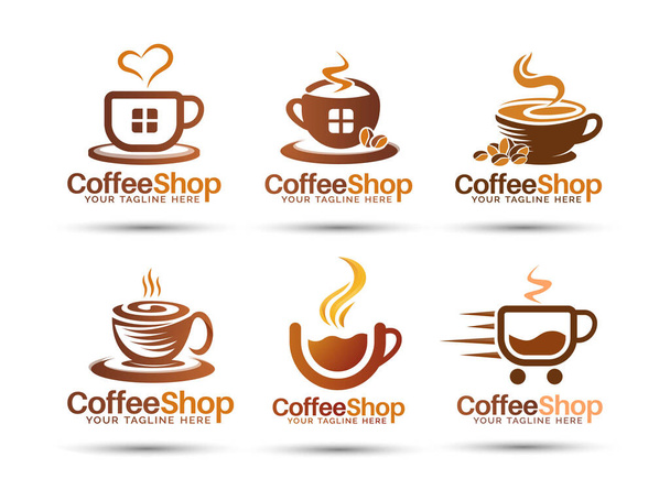 Coffee shop vector logo design bundle - Vector, Image