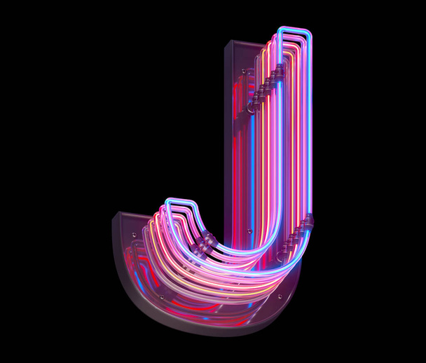 буква J неоновый шрифт - Фото, изображение