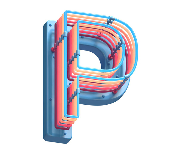 P betű neon fény betűtípus - Fotó, kép