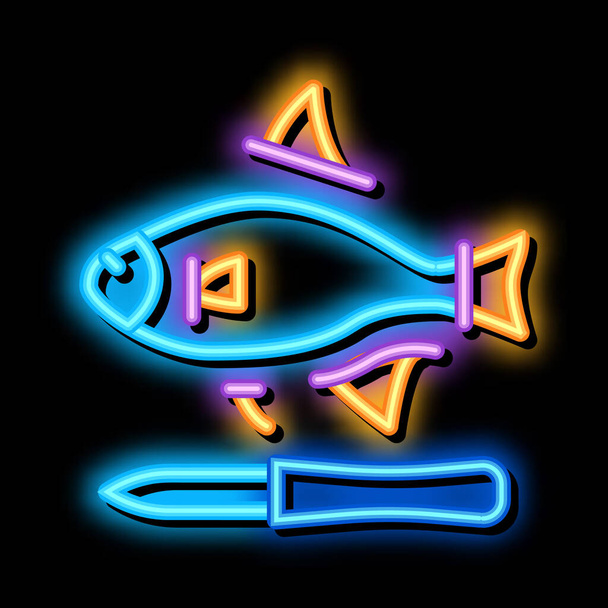 Fisch geschnittene Flosse Leuchten Symbol Illustration - Vektor, Bild