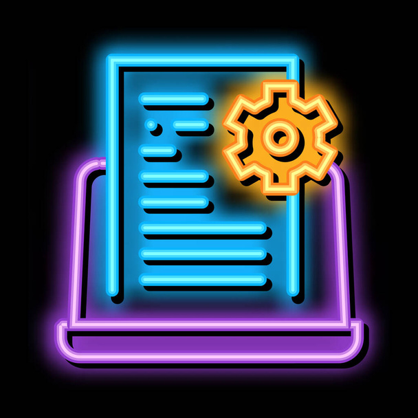 front end technical tasks neon glow icon illustration - Vector, Image