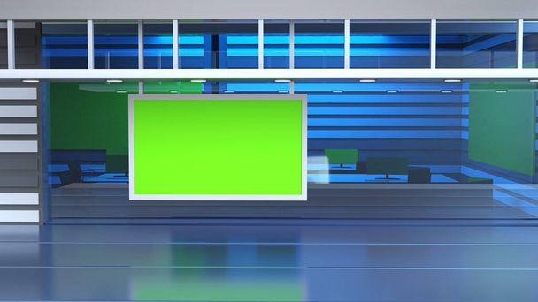 News TV Studio Set, Schermo verde virtuale Sfondo _ 3d illustrazione  - Foto, immagini
