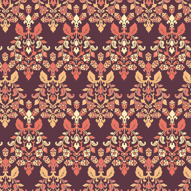 Vector textured print. Damask Seamless vintage pattern. Can be used for wallpaper, fabric, invitation - Vektor, Bild