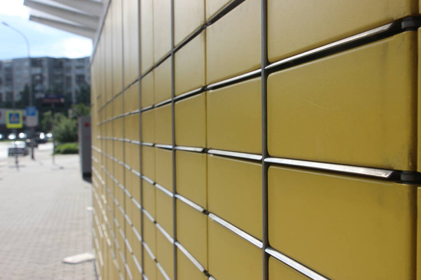 Yellow panels facing modern building - Photo, Image
