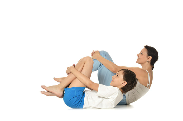 Mother and son exercising - Foto, Imagen