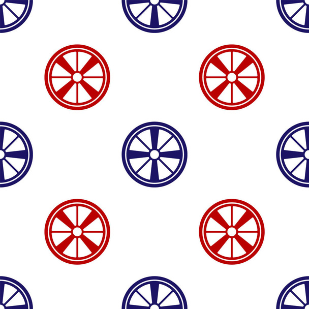 Blauw en rood Legering wiel voor een auto-pictogram geïsoleerd naadloos patroon op witte achtergrond. Vector - Vector, afbeelding