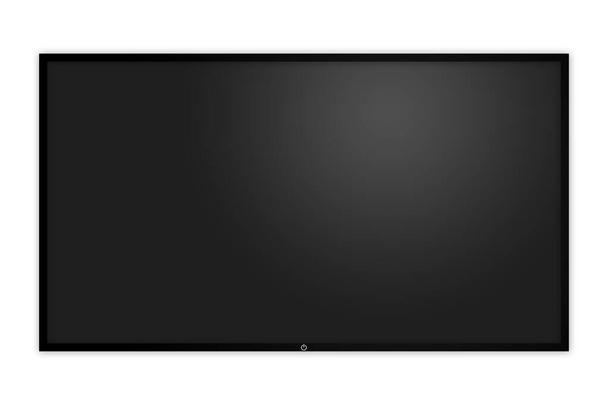白い背景に隔離された空の画面を持つ黒いテレビの閉鎖 - 写真・画像