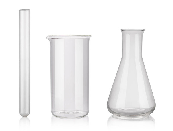Test-tubes isolated on white. Laboratory glassware - Foto, imagen