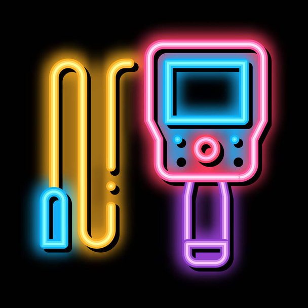 drenagem limpeza dispositivo eletrônico neon brilho ícone ilustração - Vetor, Imagem