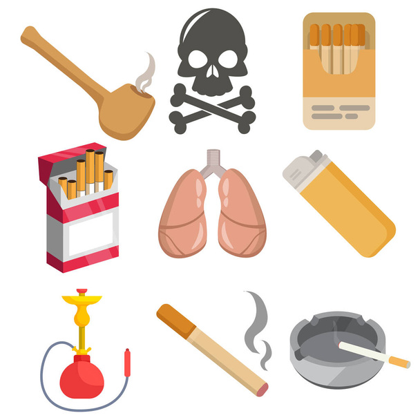Κάπνισμα διάνυσμα κλιπ τέχνης που με ελαφρύτερο καπνό πίπα αναπτήρα, φωτιά, θάνατος, shisha - Διάνυσμα, εικόνα