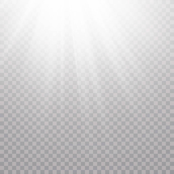 Vector transparant zonlicht.Vector scène verlicht door schijnwerpers. Licht effect op transparante achtergrond - Vector, afbeelding