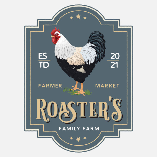 Tavuk posteri, etiket tasarımı çiftlik şablonu - Vektör, Görsel