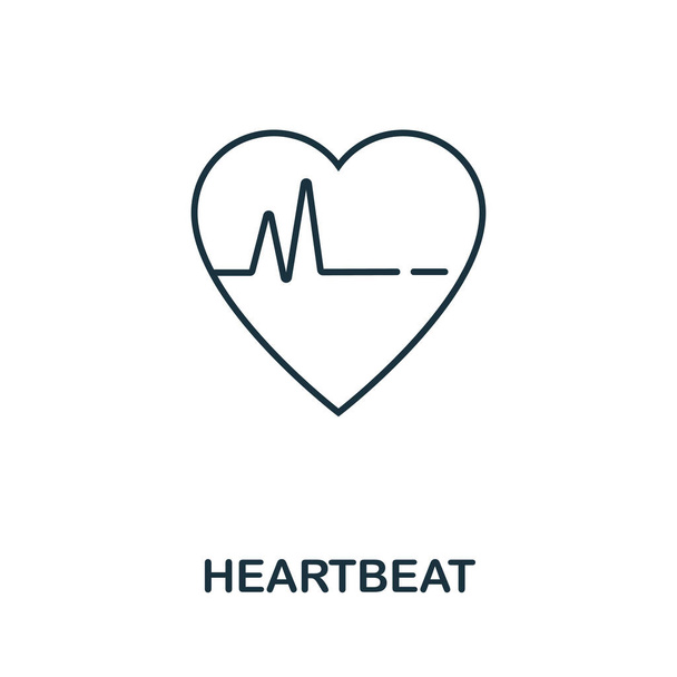Icono de la línea Heartbeat. Elemento de estilo fino de la colección de iconos de la medicina. Icono del latido del corazón - Vector, Imagen