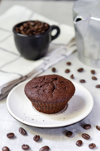 Double Chocolate Espresso Muffins - Fotoğraf, Görsel