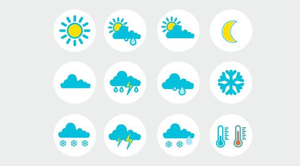 Conjunto de iconos meteorológicos. Conjunto de ilustraciones planas aisladas - Vector, imagen