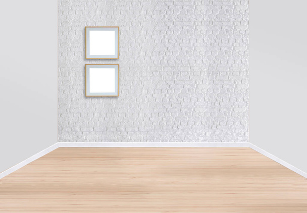 luminoso design interno vuoto, muro di pietra. Illustrazione 3D - Foto, immagini
