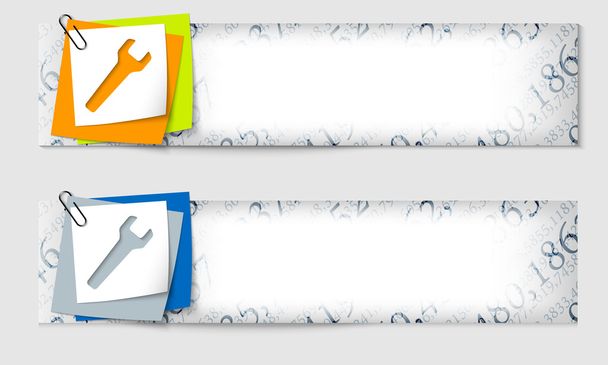 Set of two banners with the texture of the numbers and spanner - Vector, afbeelding
