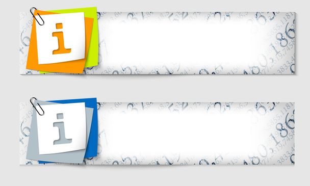 Set of two banners with the texture of the numbers and info symb - Vector, imagen