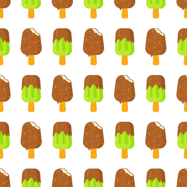 Vector illustration of the chocolate ice cream pattern. Background of many kinds of ice cream. Smooth, seamless pattern.  - Vector, Image