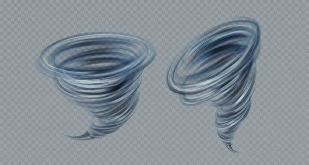 Torbellino vector realista remolino aislado sobre fondo gris. Efecto de transparencia real. Ilustración vectorial - Vector, imagen