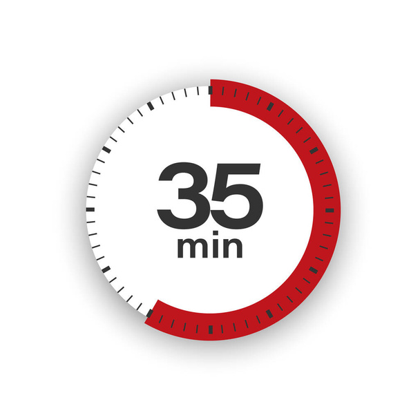 35 minuten timer. Stopwatch symbool in platte stijl. Bewerkbare geïsoleerde vectorillustratie. - Vector, afbeelding
