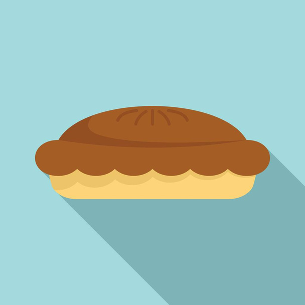 Chocolate pie icon, flat style - Vektor, kép