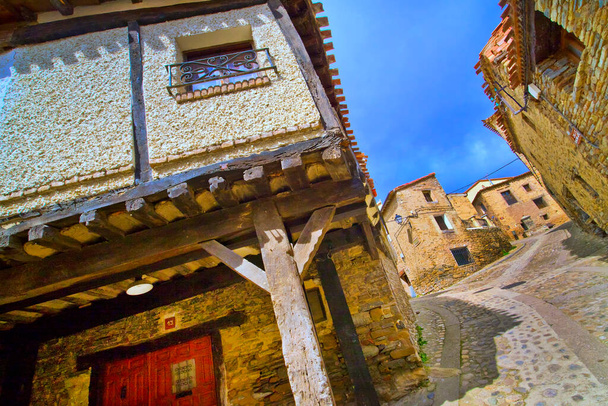 Scena uliczna, Architektura Tipycal, Stare Miasto, Yanguas, Soria, Castilla y Leon, Hiszpania, Europa - Zdjęcie, obraz