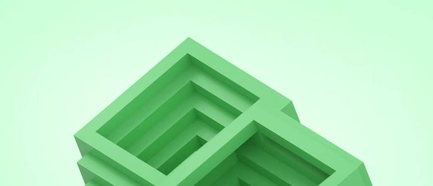 Yaratıcı fikir Geometrik şekiller Asgari Tasarım ve İş kavramları Yeşil üzerine fütüristik. websitesi arkaplanı, afiş, poster, Boşluğu Kopyala - 3d Hazırlama - Fotoğraf, Görsel