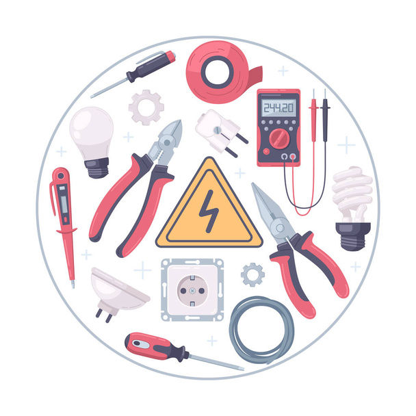 Electricians Tools Circle Composition - Vector, Image