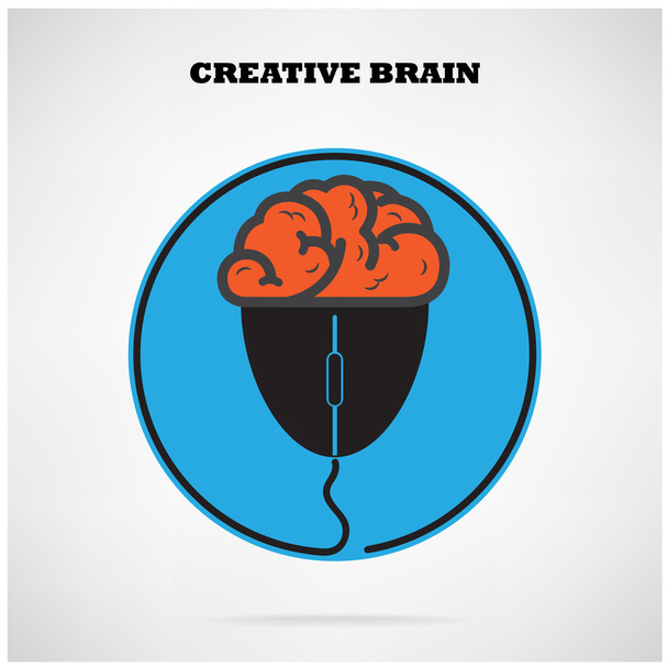 Creative brian symbol with computer mouse sign,business idea ,ed - Vector, Image