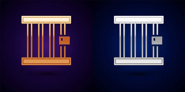 Gold and silver Prison window icon isolated on black background. Vector - Vector, Image