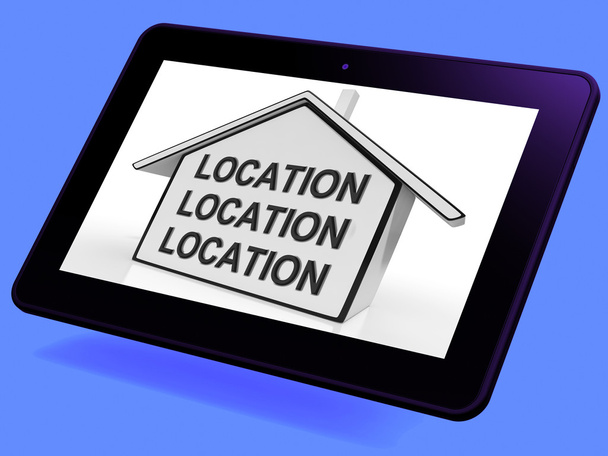 Location Location Location House Tablet Shows Prime Real Estate - Fotoğraf, Görsel