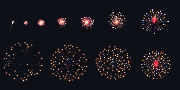 Firework Animation Set - Vettoriali, immagini