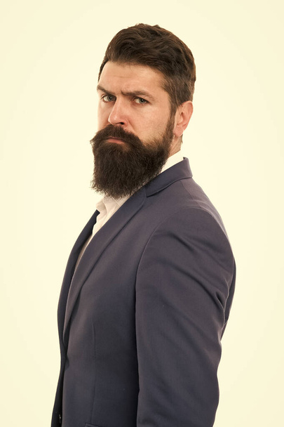 Business people. Businessman concept. Brilliant lawyer. Successful businessman well groomed appearance. Serious motivated entrepreneur. Confident businessman handsome bearded man in formal suit - Photo, Image
