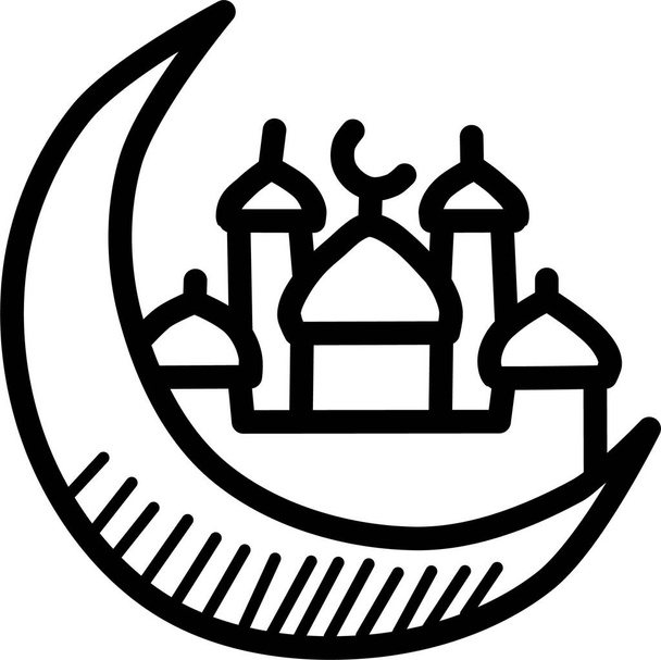 mezzaluna icona della luna islam in stile disegnato a mano - Vettoriali, immagini