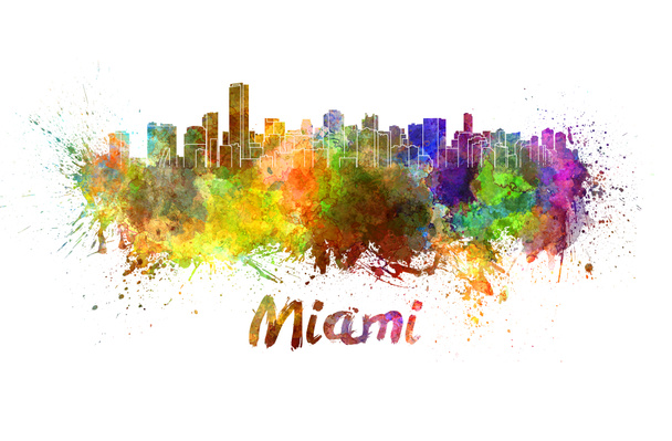 skyline de Miami en acuarela
 - Foto, Imagen