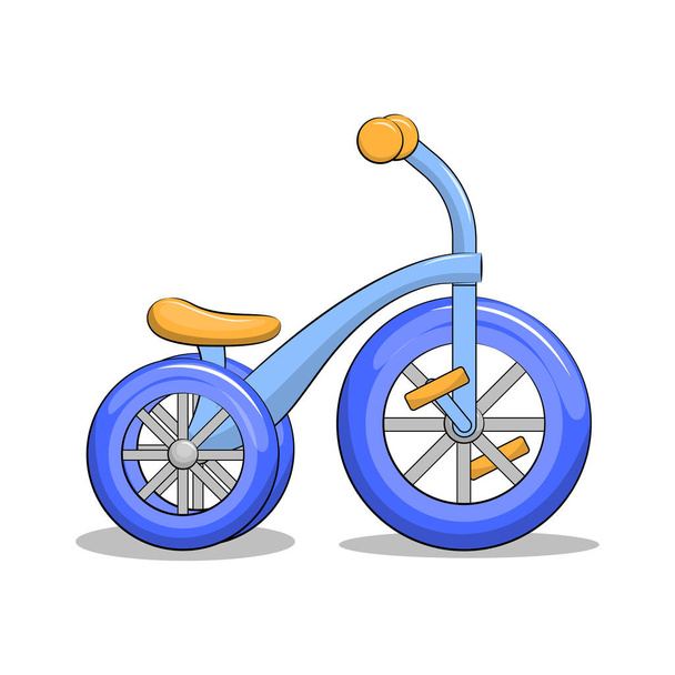 Милый мультфильм Blue Kids Велосипед на белом фоне. - Вектор,изображение