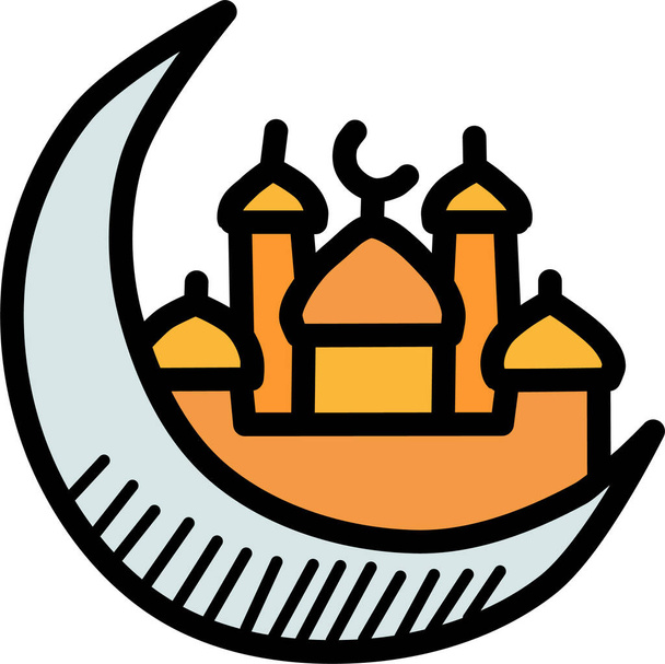 luna creciente islam icono de la luna en estilo filledoutline - Vector, Imagen