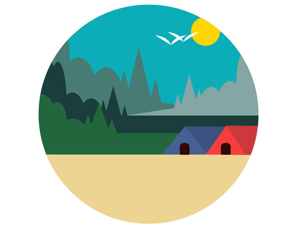 camp forest hut icon in flat style - Wektor, obraz