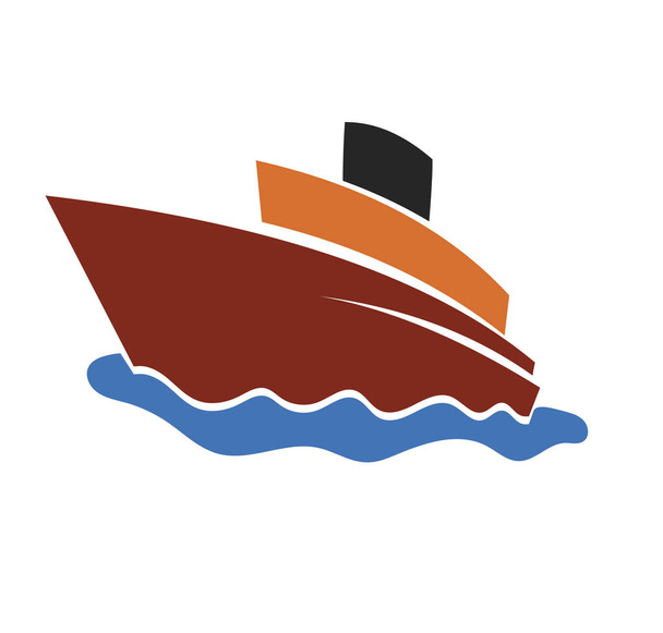 Lodní a vlnové logo design stock ilustrace - Vektor, obrázek