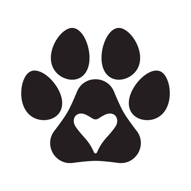 Pet print and heart inside. Pet love or paw love concept. - Wektor, obraz