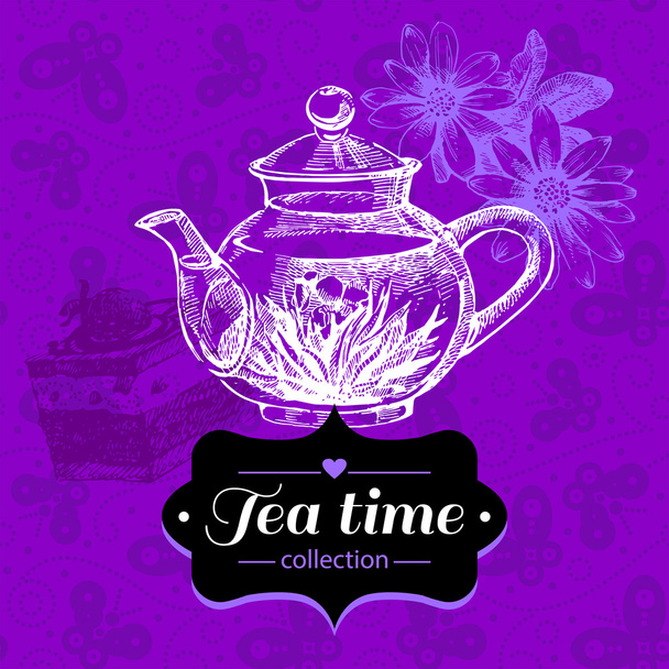 Tea vintage background. - Vettoriali, immagini