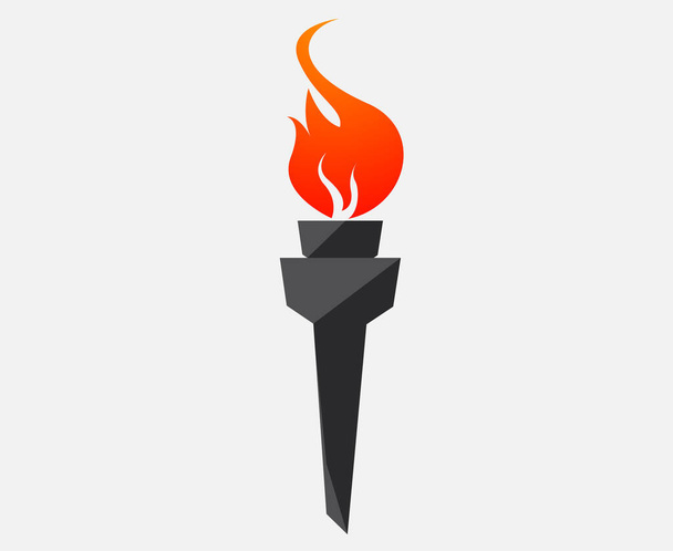 antorcha olímpica juego ilustración diseño Llama con llama con fondo gris - Vector, Imagen