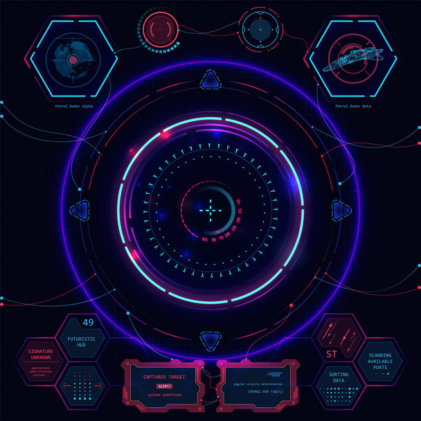Set of futuristic user interface elements HUD for dashboard or control panel. Vector illustration - Vector, Image