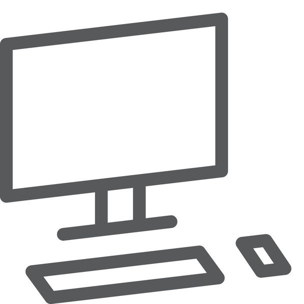 computer imac desktop icon in outline style - Vector, Image